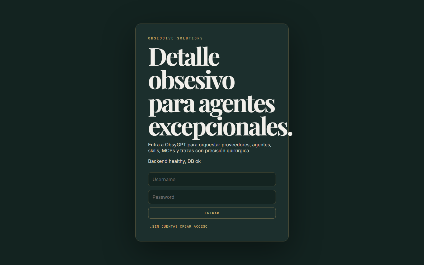 Pantalla de acceso